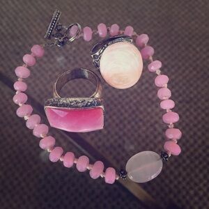 Pink bracelet and rings